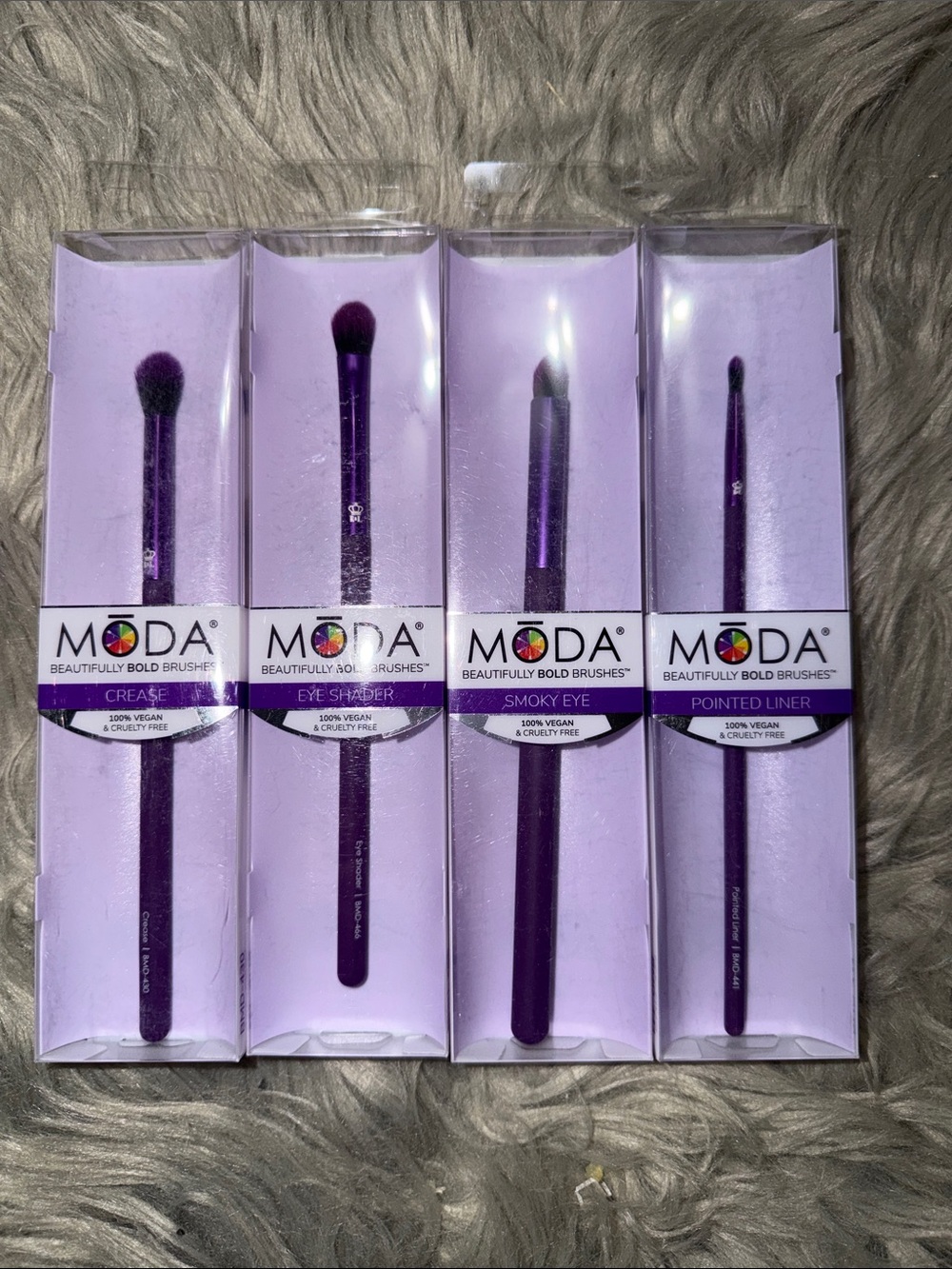 Moda Purple Eye Brush Set - Crease, Shader, Smoky, Pointed Liner